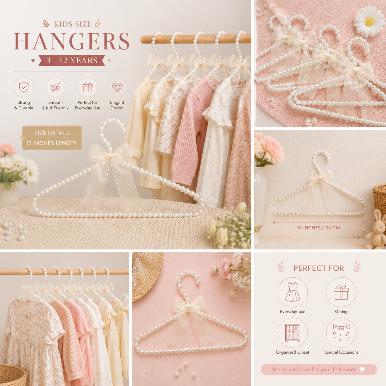 Luxury kids pearl hangers